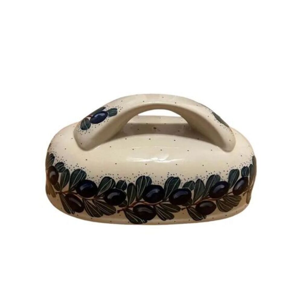 Boleslawiec Polish Pottery Stoneware Wr Grape Vines Bread‎ Bin Cover Steam Vent